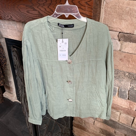 Zara Tops - Sage green blouse/jacket